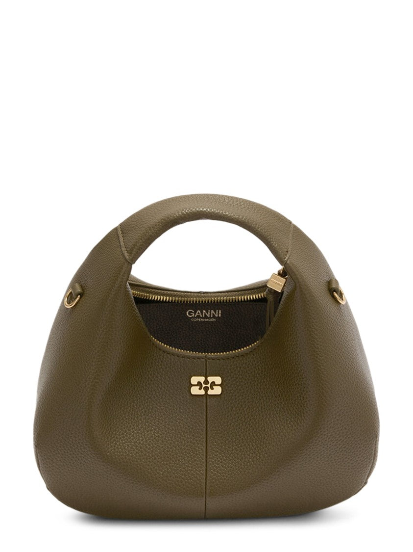 Ganni Hobo Mini Grained Slouchy Leather Bag