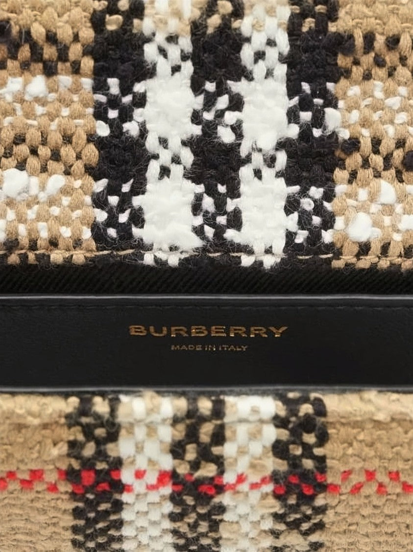 Burberry Small Rectangular Check Pattern Shoulder Bag With Gold-Tone Monogram