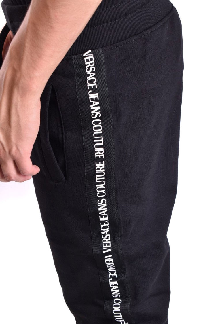 Versace Jeans Couture Tapered Black Trousers With Ribbed Cuffs
