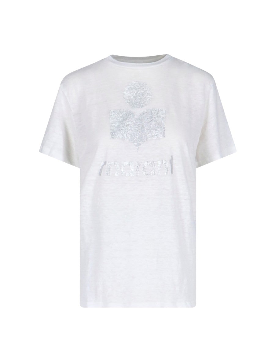 Isabel Marant Étoile Sustainable Linen T-Shirt With Metallic Logo