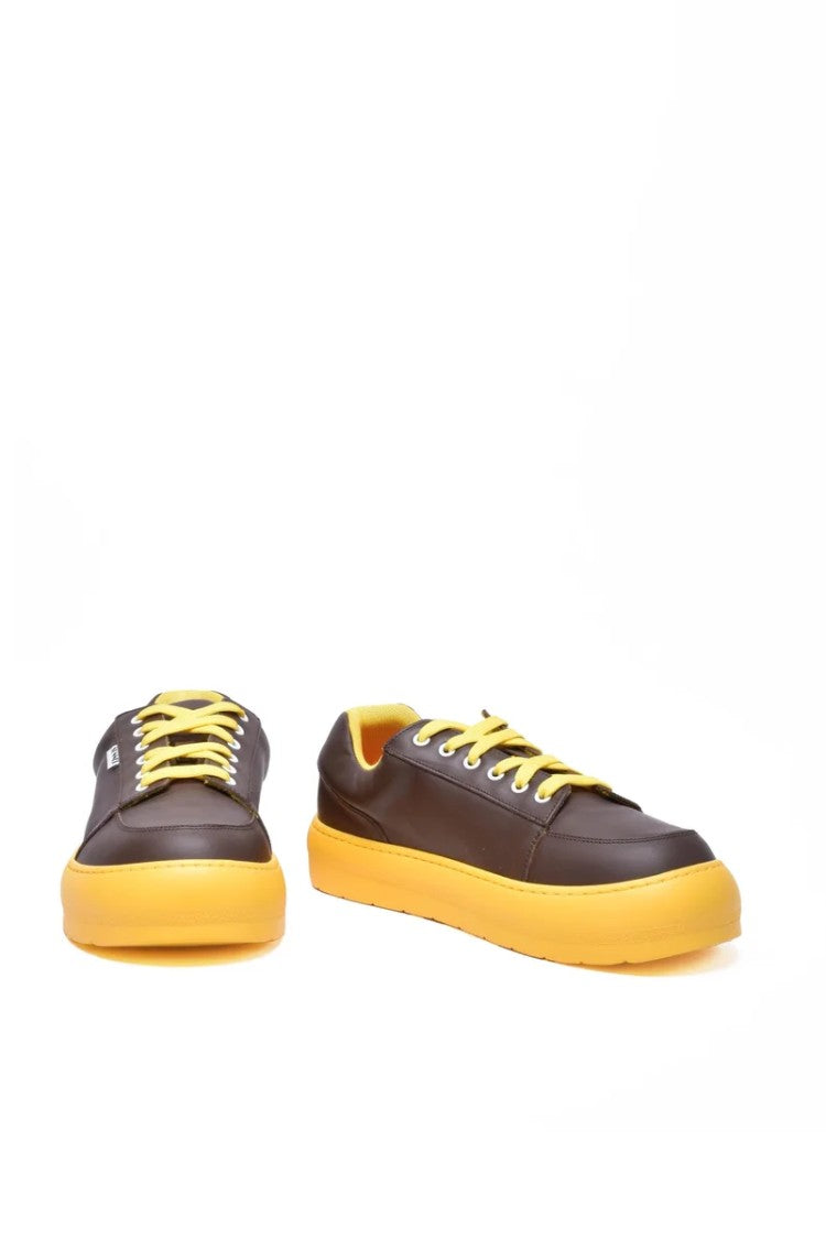 Sunnei Leather Sneaker - Brown/Yellow