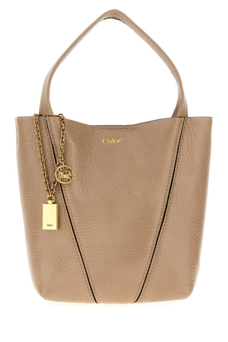 Chloé Cappuccino Leather Small Spin Shopping Bag