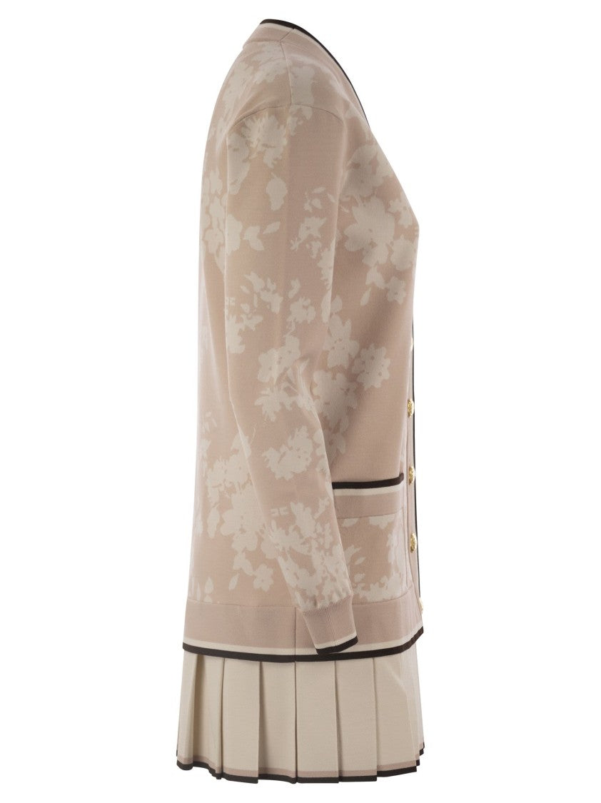 Elisabetta Franchi Knitted Dress In Floral Jacquard