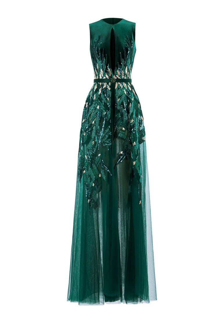 Saiid Kobeisy Velvet Embroidered Dress