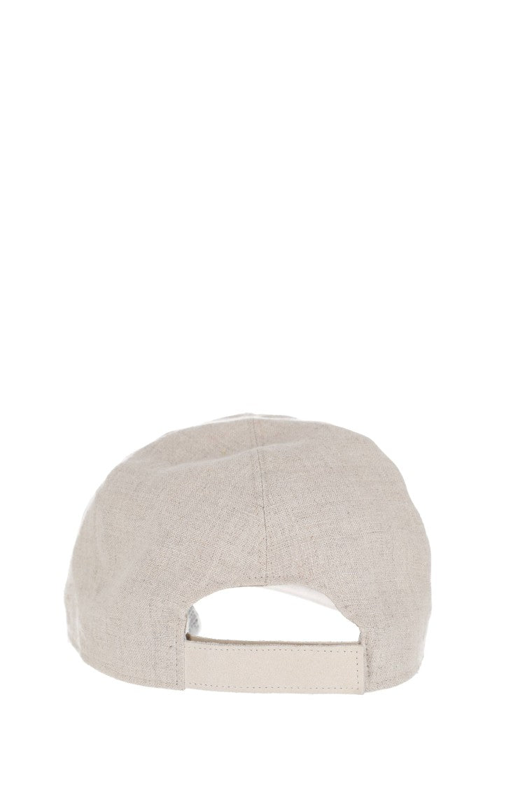 Eleventy Beige Linen-Cotton Baseball Hat