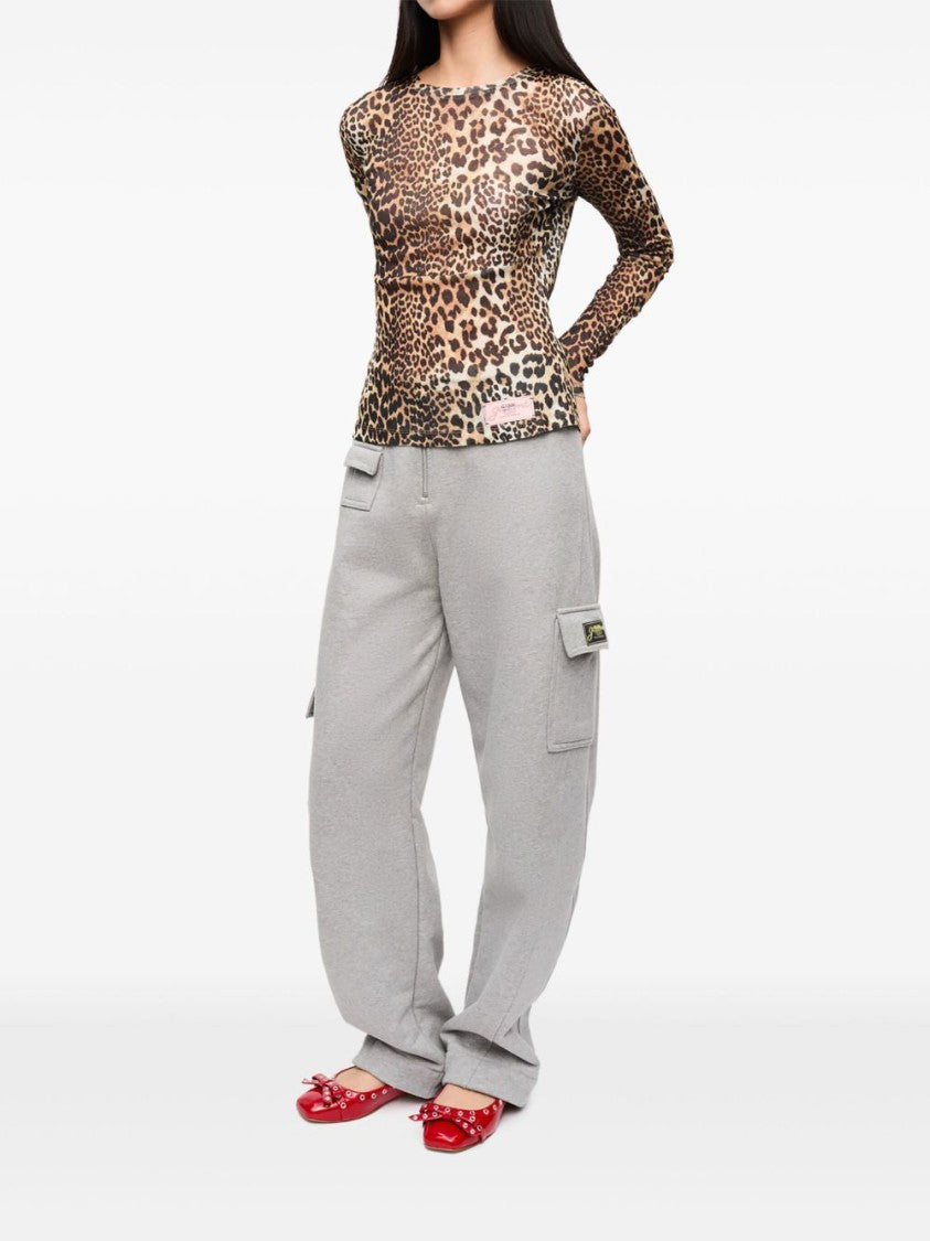 Ganni Leopard Print Long-Sleeve T-Shirt