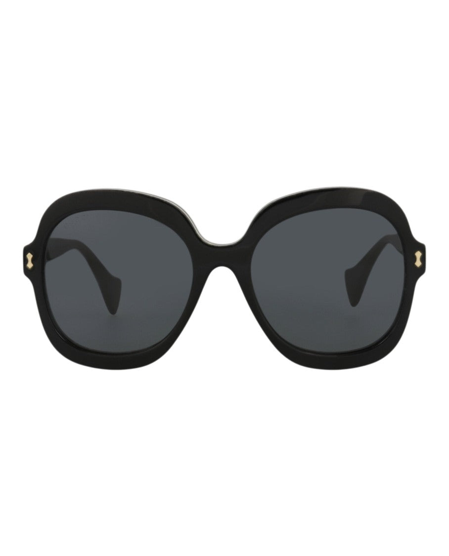 Gucci Round-Frame Acetate Sunglasses With Gold Accents