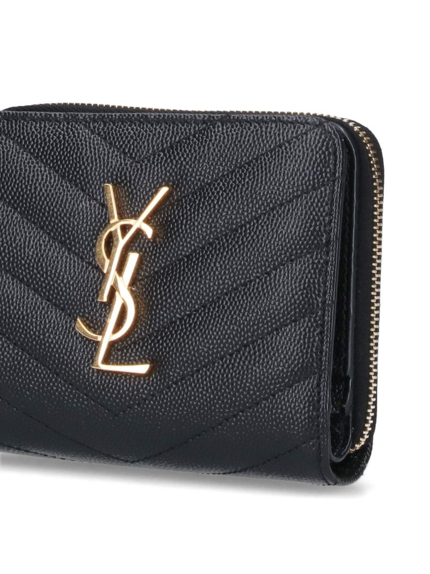 Saint Laurent Compact Zip "Cassandre" Wallet – Black