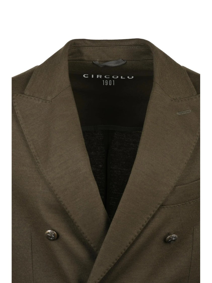 Circolo 1901 Double-Breasted Blazer In Forest Green With Wide Lapels