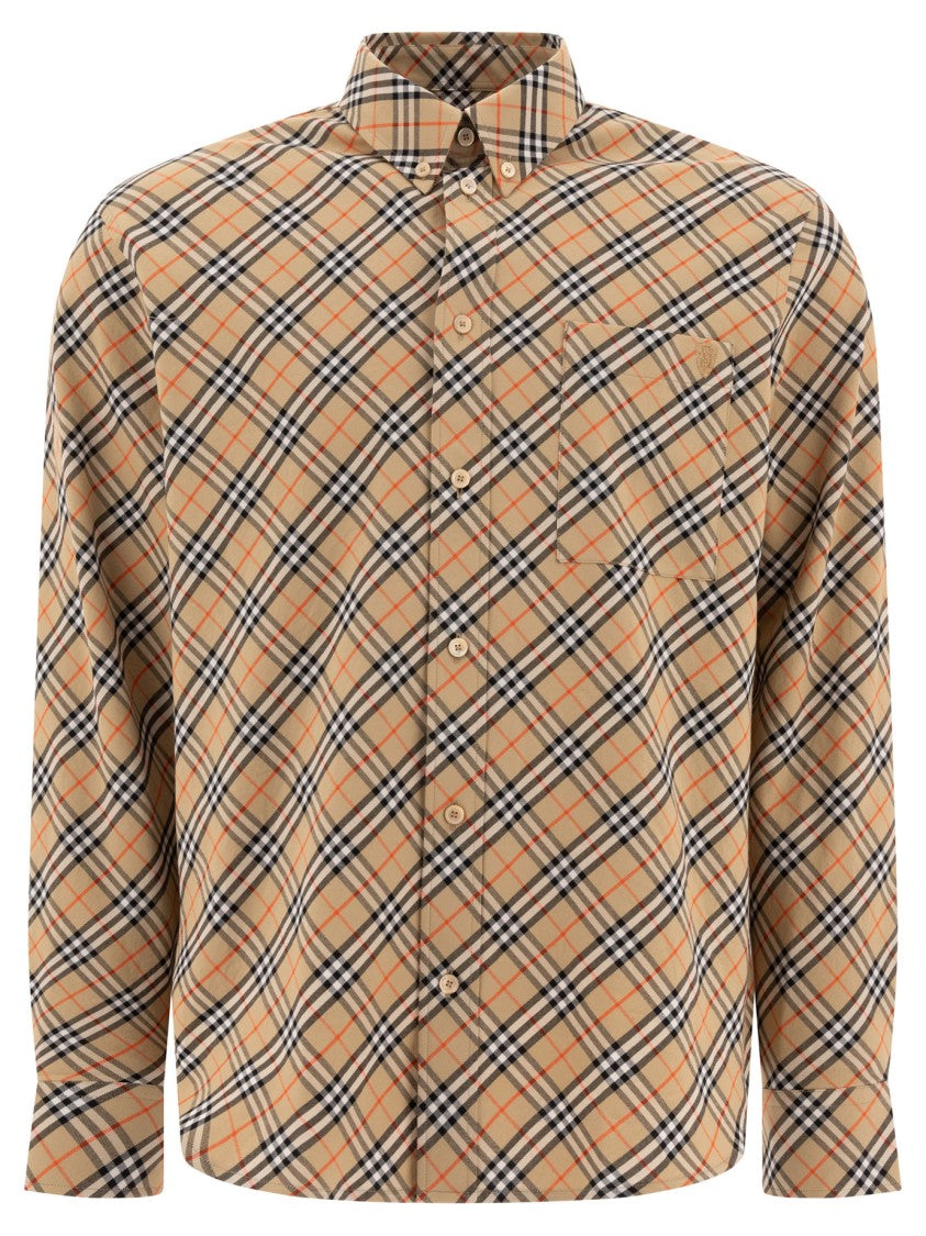 Burberry Cotton Check Shirt With Button-Down Collar