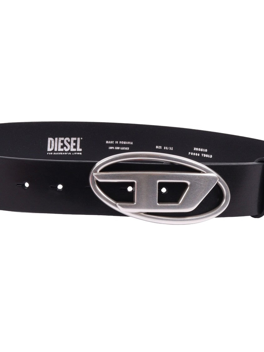 Diesel Black Polyurethane Oval Buckle Belt