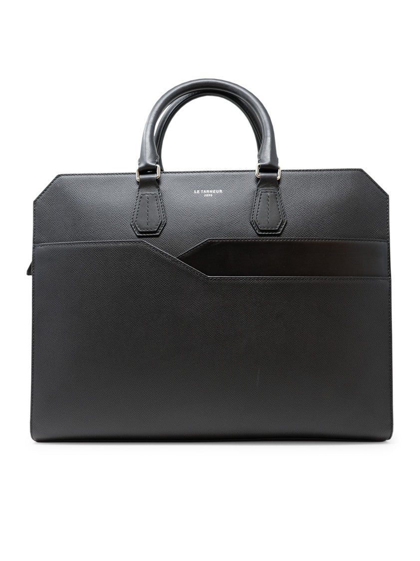 Le Tanneur Black Leather Cross Briefcase