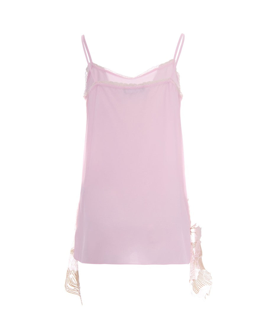 Fabiana Filippi V-Neck Crepe De Chine Top With Lace Detail