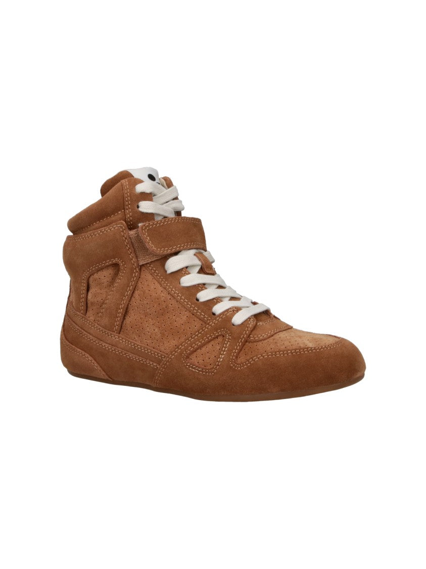 Isabel Marant Brown Senny Suede Ankle Strap High-Top Sneakers