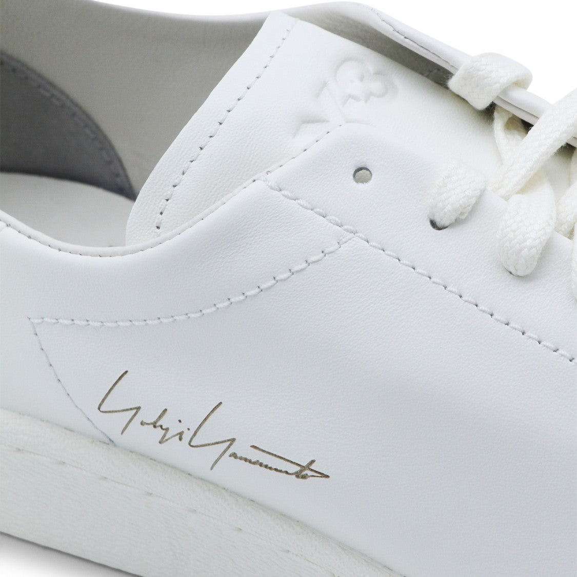 Y-3 White Leather Low-Top Sneakers