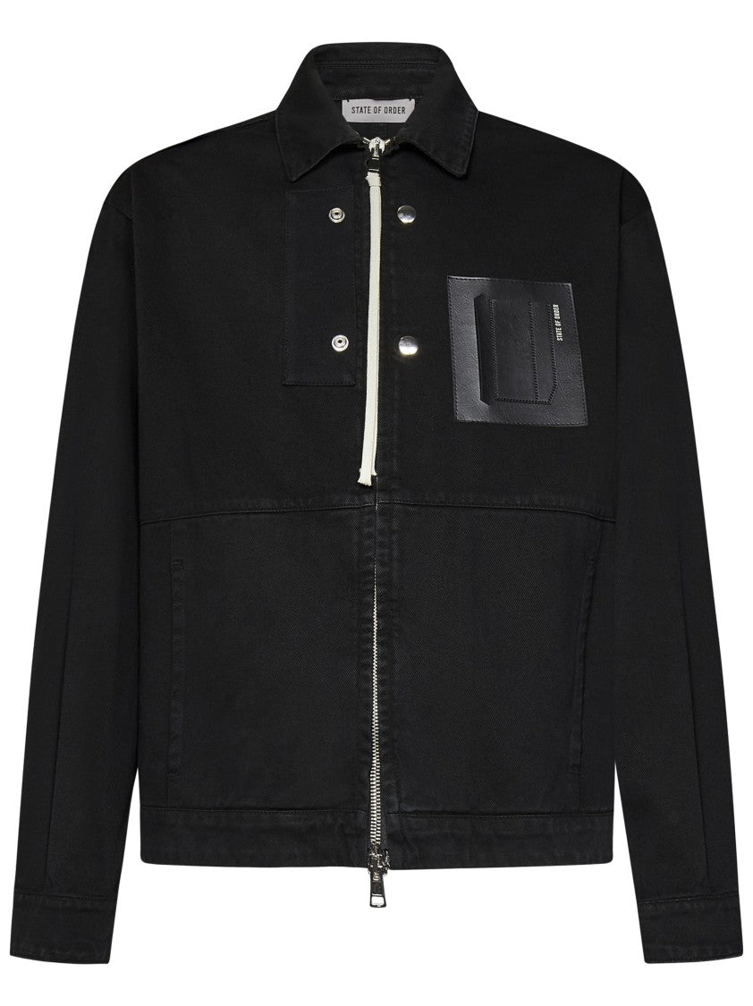 State Of Order Black Driver Jacket With Chest Insert