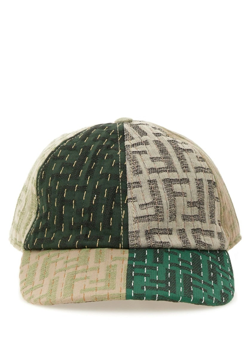 Fendi Patchwork Design Baseball Hat With Logo