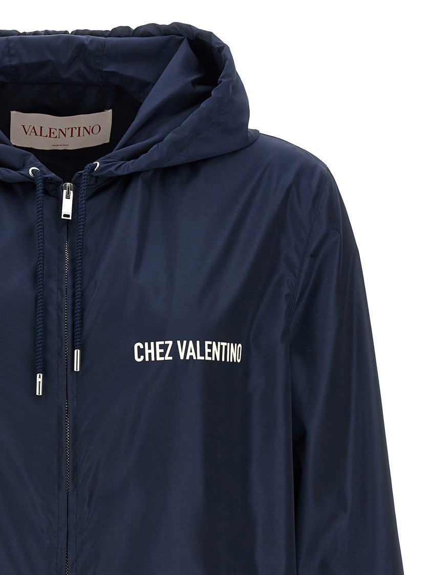 Valentino Garavani Nylon Windbreaker With 'Chez Valentino' Print