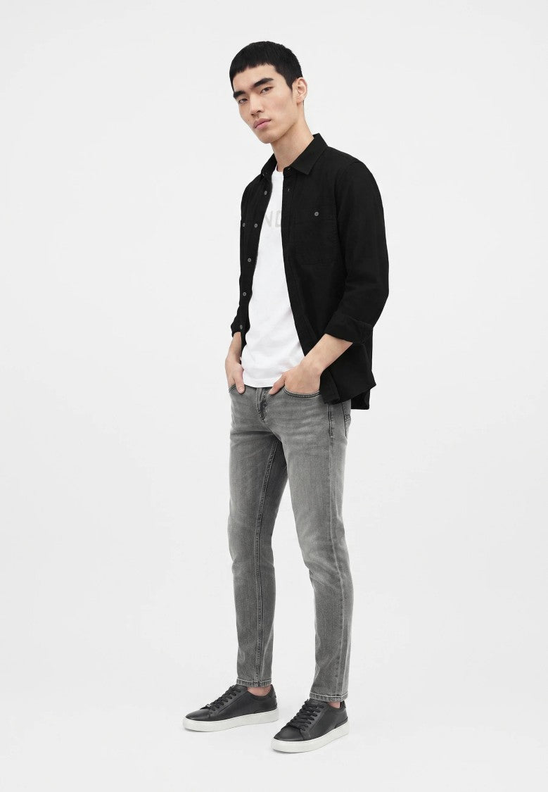 Dondup Washed Grey Slim-Fit Tapered-Leg Jeans