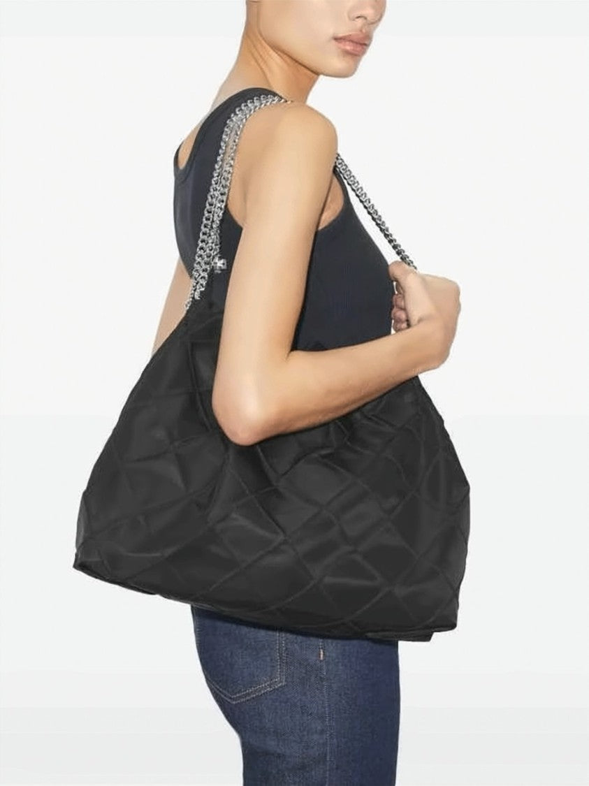 Tory Burch Black Quilted Diamond Pattern Nylon Hobo Bag