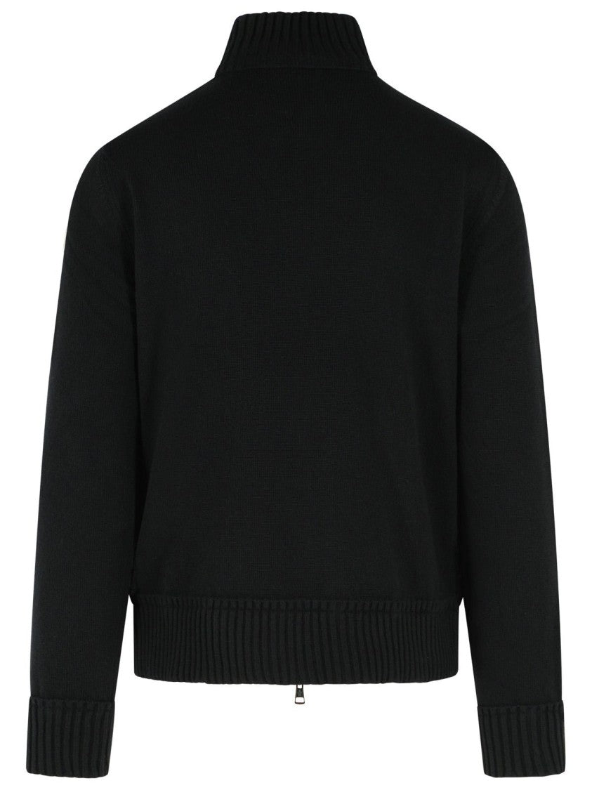 Moncler Black Diamond-Quilted Virgin Wool-Blend Zip Cardigan