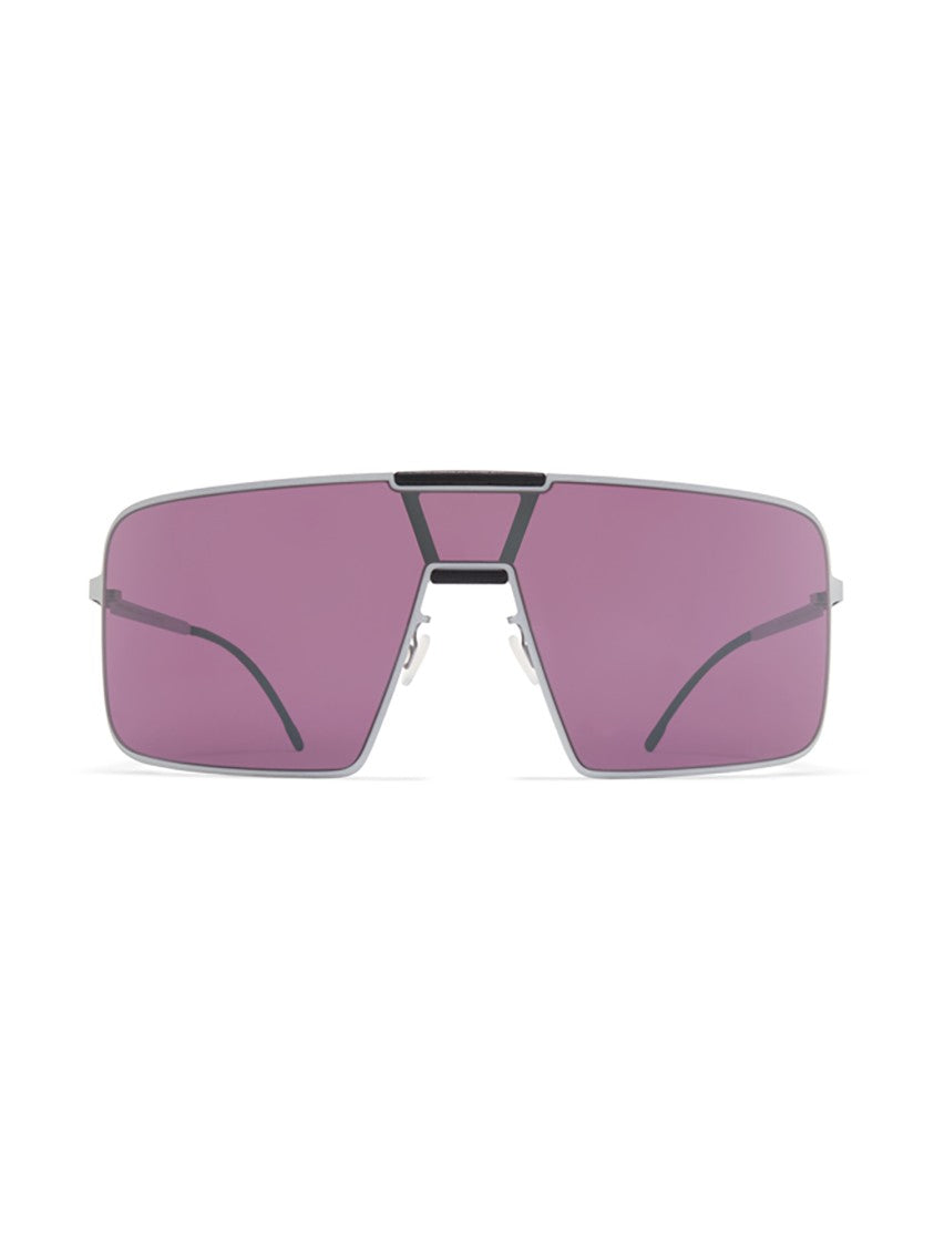Mykita Geometric White Aluminum Sunglasses With Purple Lenses