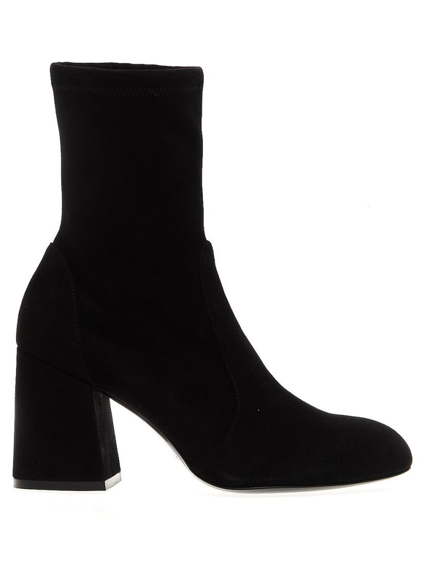 Stuart Weitzman 85Mm Black Suede Ankle Boots
