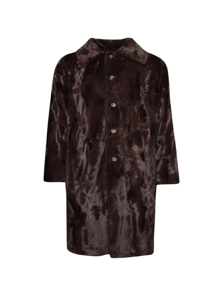 Seventh Heaven Faux Fur Jacket With 3D Cross Applique