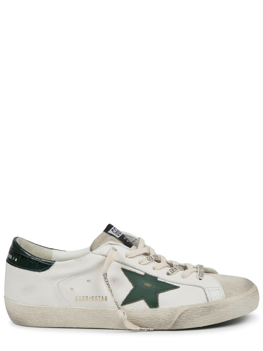 Golden Goose White Dark Green Star Sneakers