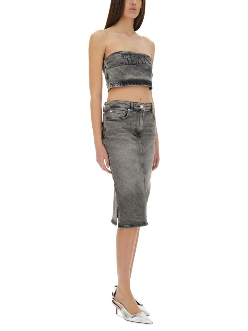 Moschino Twisted Grey Denim Top