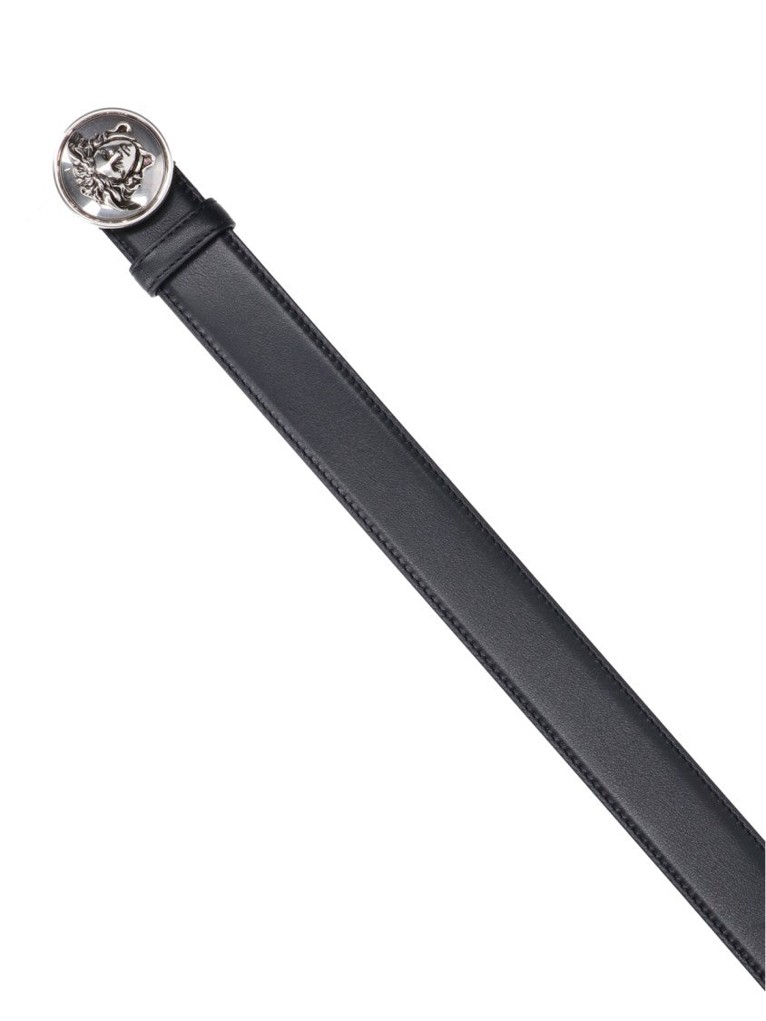Versace Black Medusa Biggie Calf Leather Belt