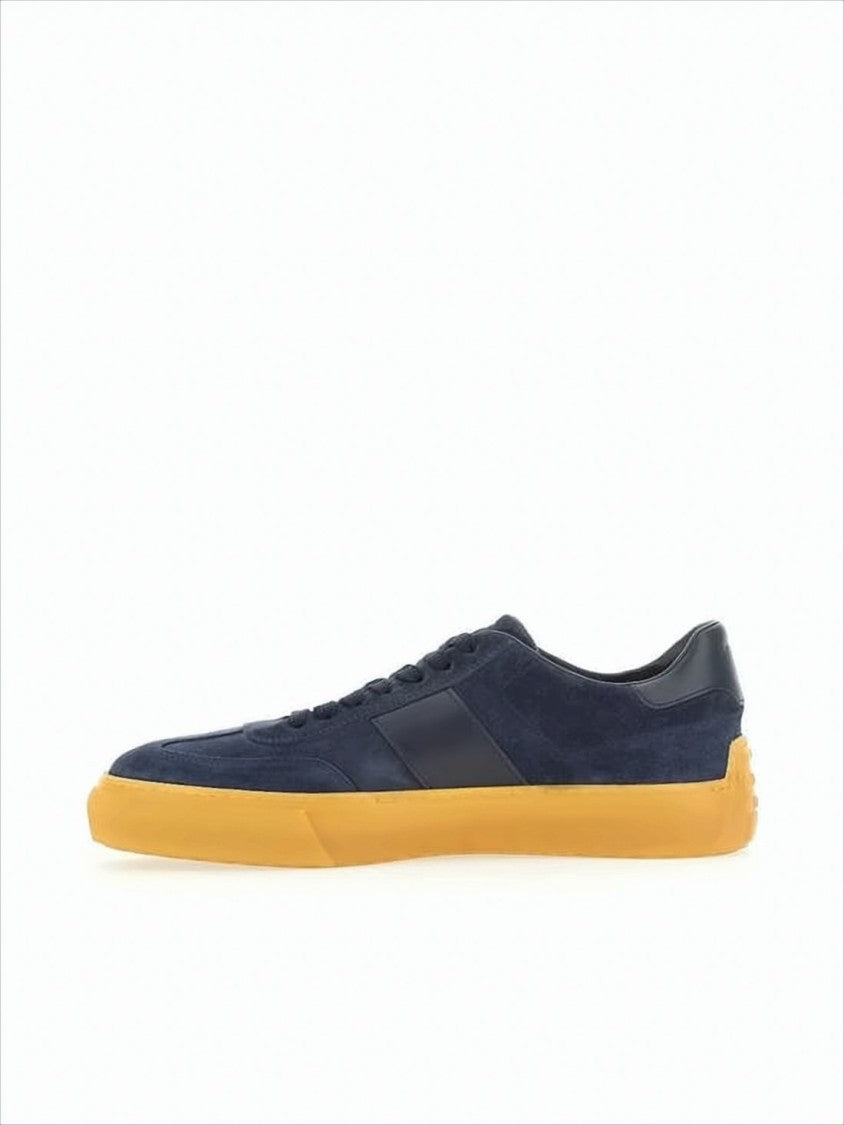 Tod's Low-Top Navy Suede Sneakers With Black Leather Accents