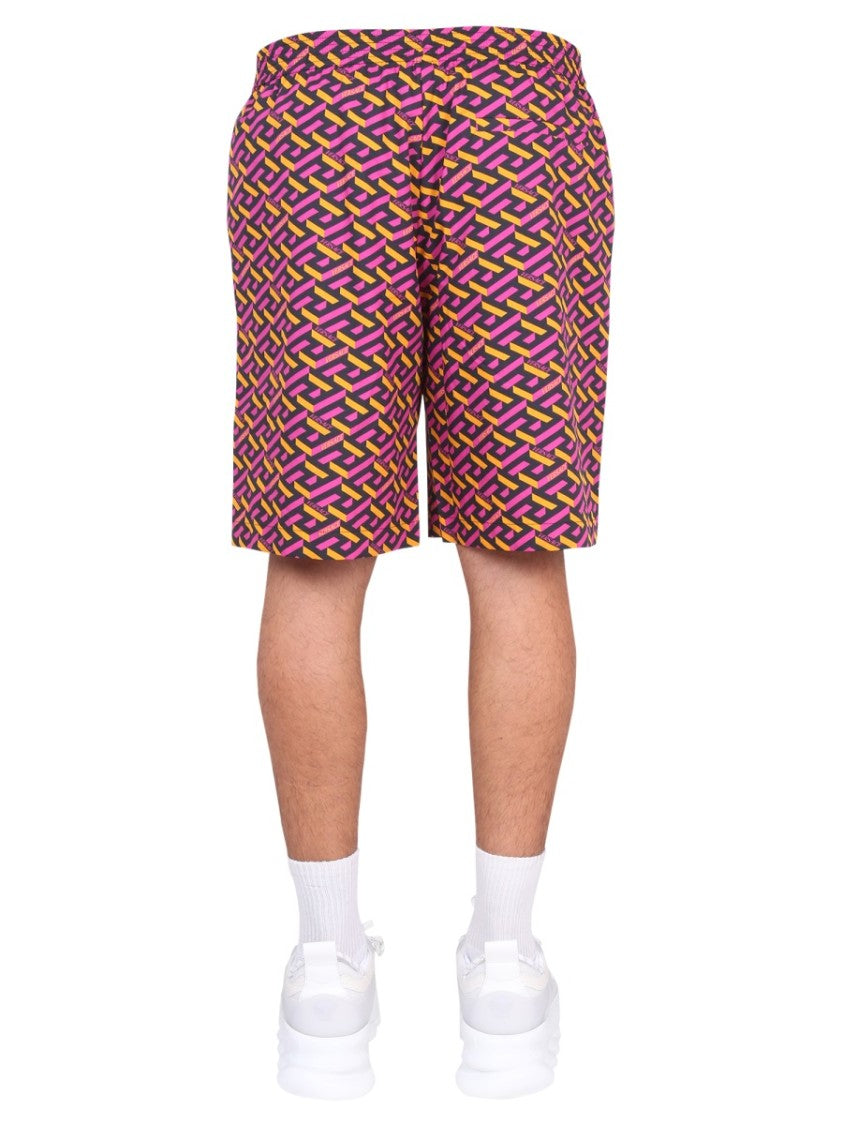 Versace Shorts With La Greca Print