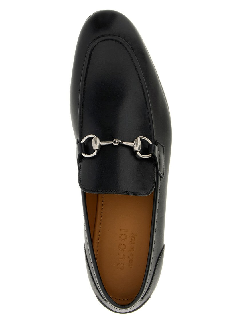 Gucci Jordaan Leather Loafers With Front Metal Clamp Detail