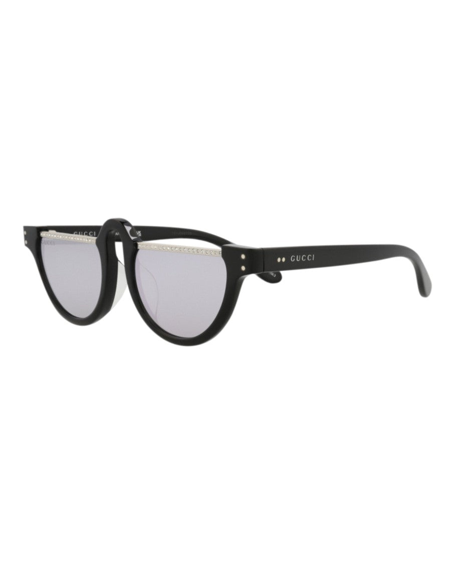 Gucci Round-Frame Acetate Sunglasses With Saddle Nose Bridge
