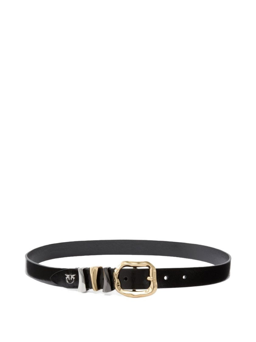 Pinko Leather Belt With Logo Buckle