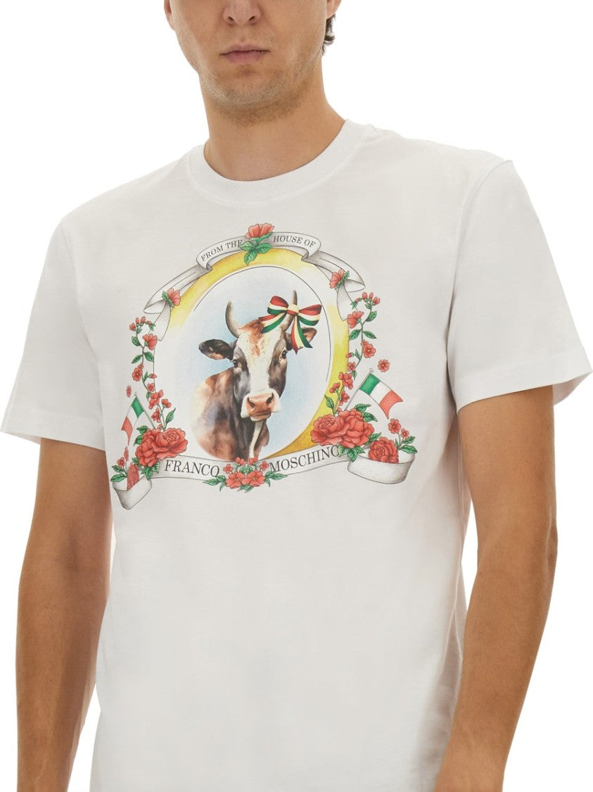 Moschino Front Logo Print White T-Shirt