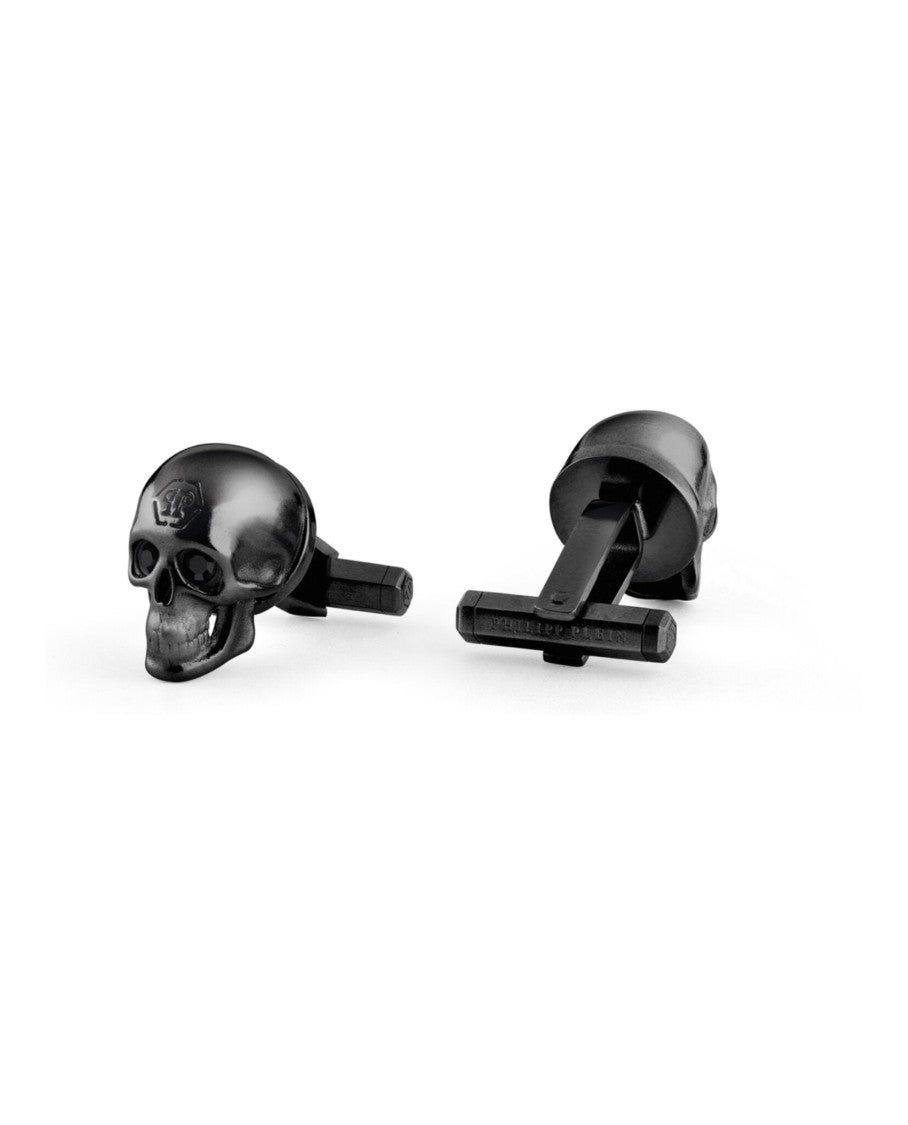 Philipp Plein Skull Design Black Cufflinks With Distinctive Finish