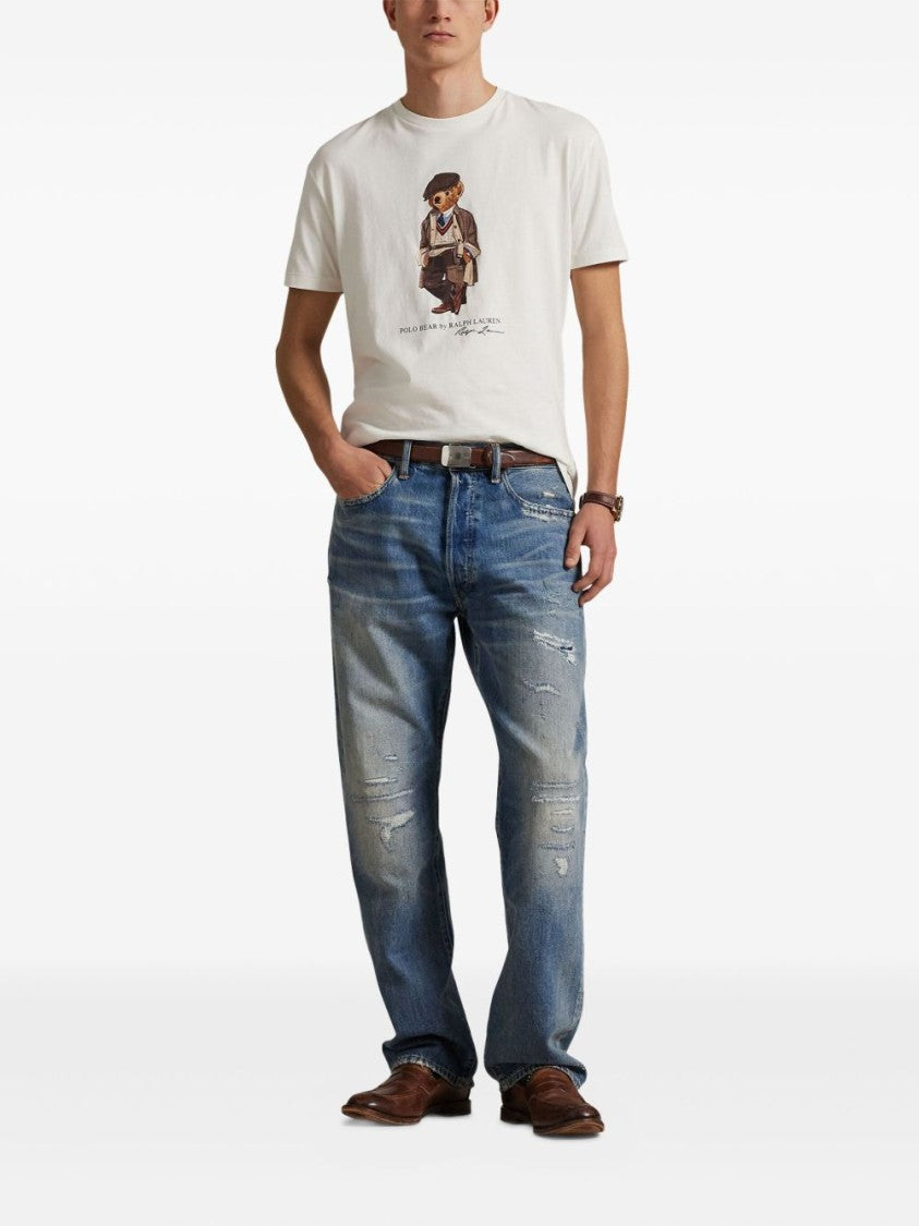 Polo Ralph Lauren Classic White T-Shirt With Vintage Bear Graphic
