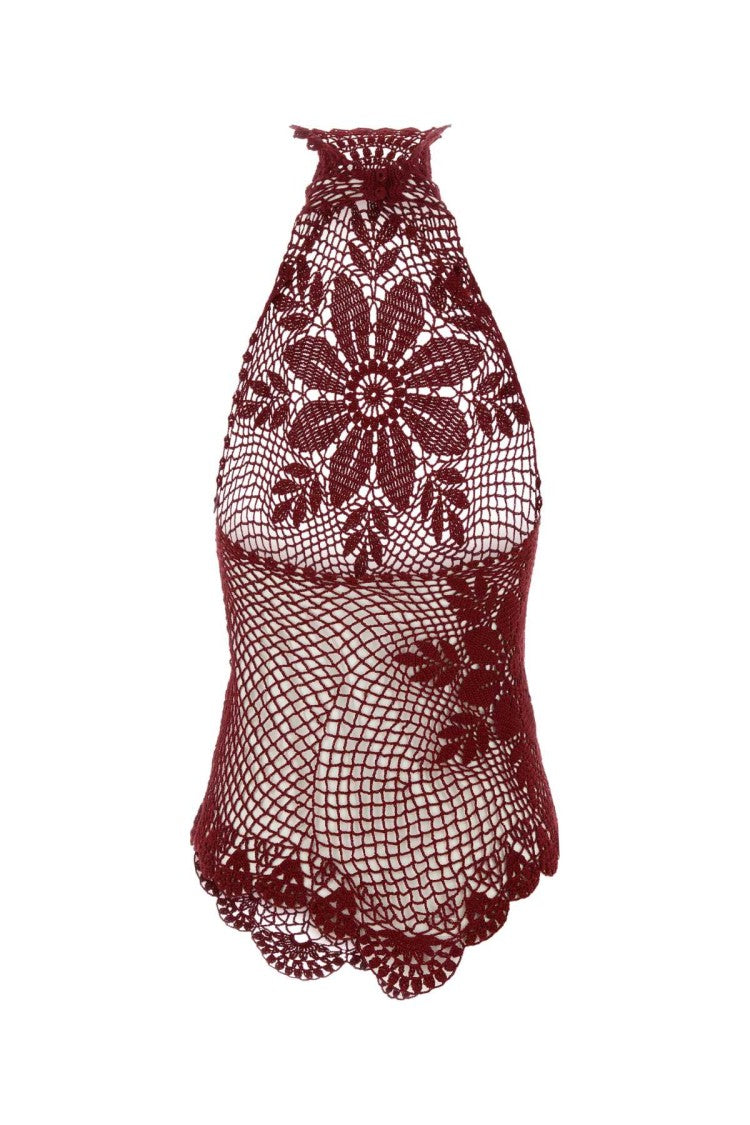 Magda Butrym Burgundy Crochet Top