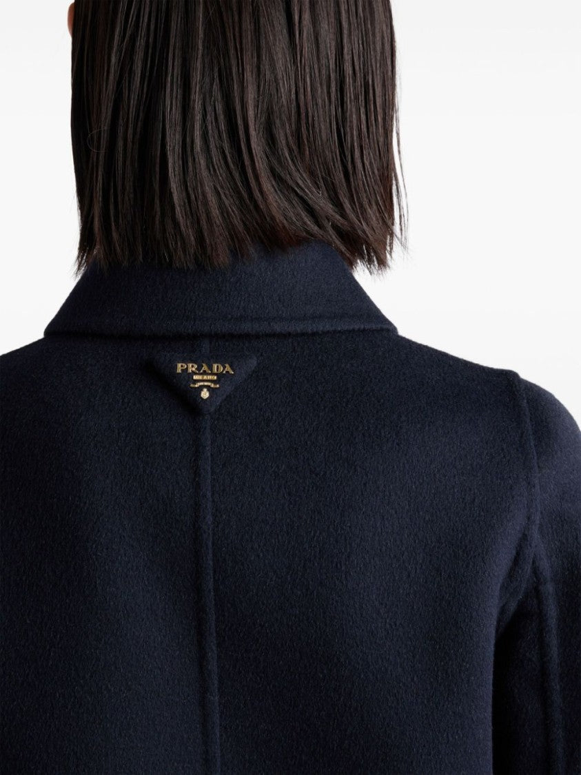 Prada Double-Breasted Black Jacket With Gold Buttons And Tailored Fit
