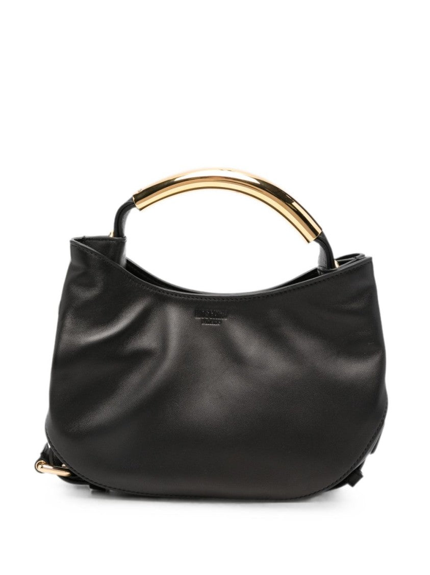 Moschino Curved Gold-Tone Handle Handbag - Black