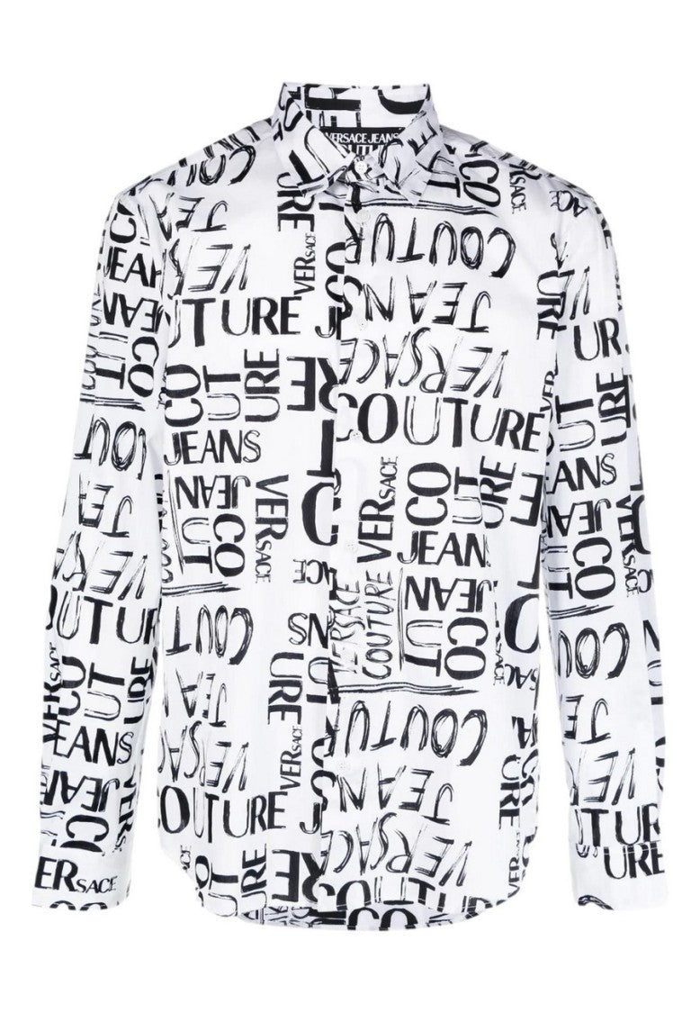 Versace Jeans Couture Baroque Print White Long-Sleeved Shirts