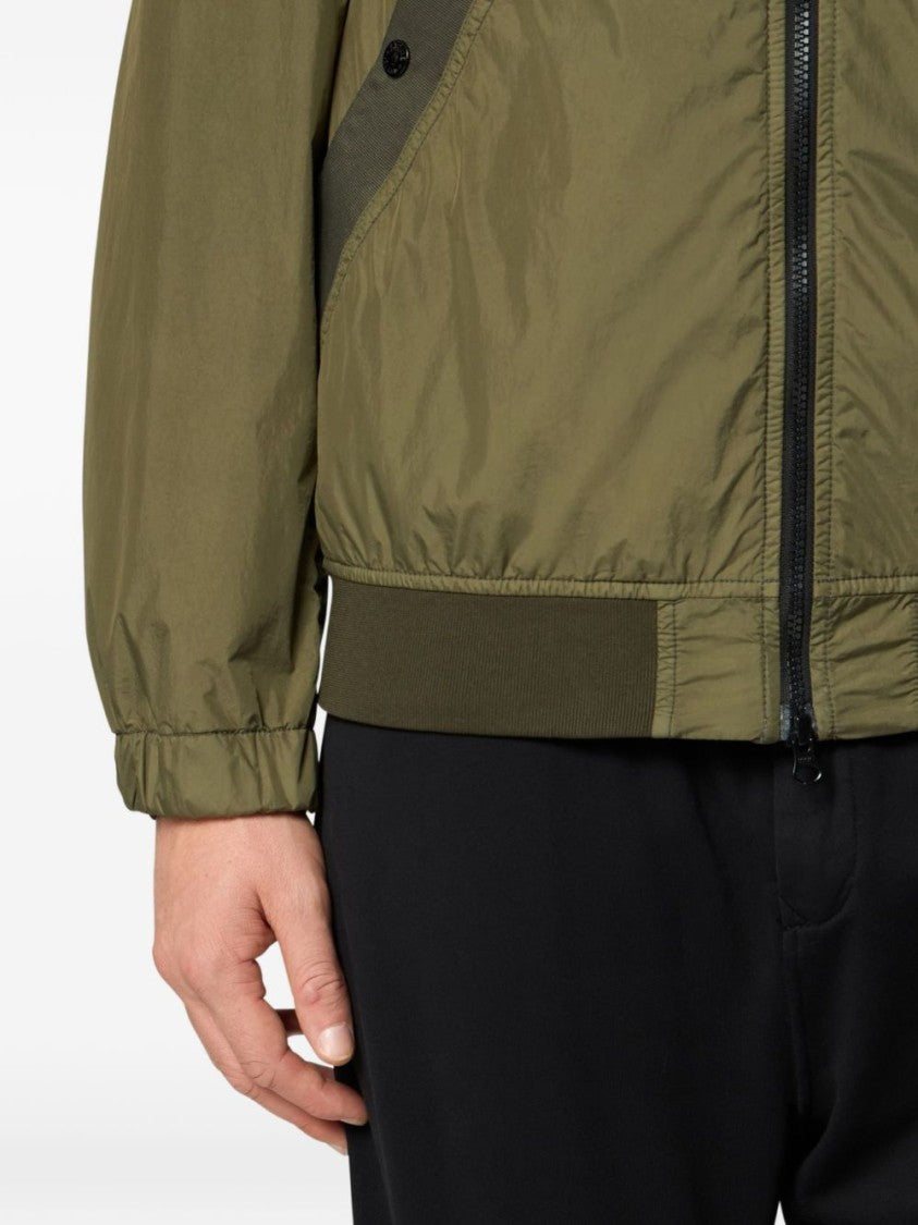 Stone Island Military Green Jacket With High Collar