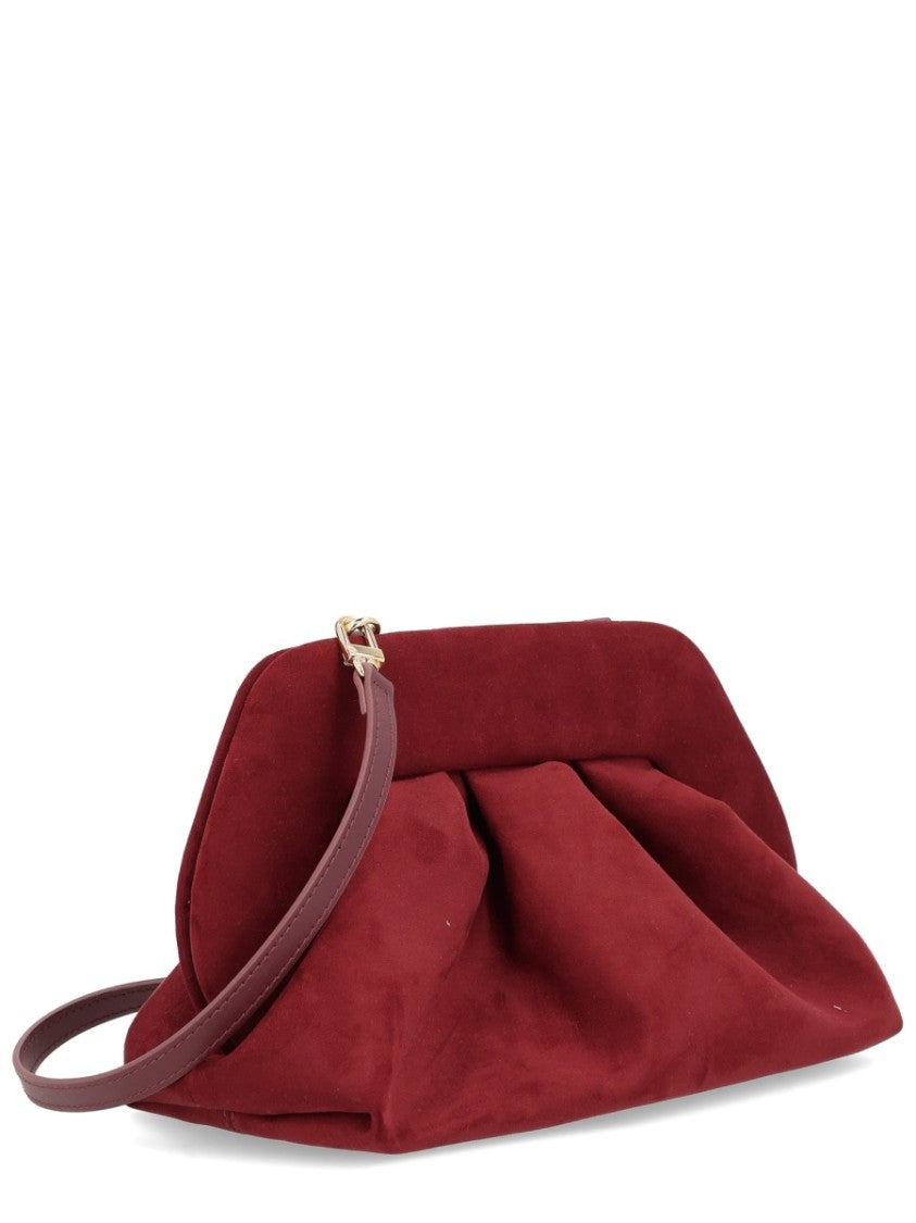 Themoirè Bordeaux Ruched Frame Clutch