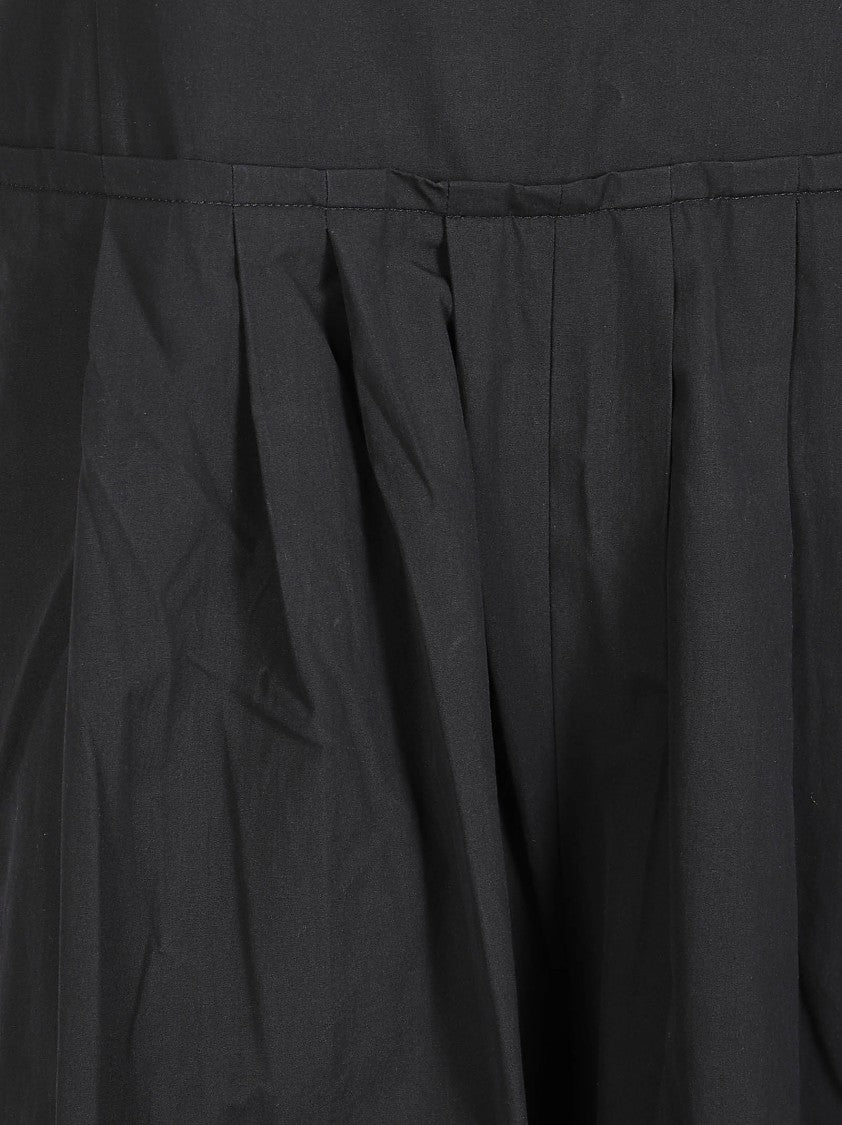 Max Mara Sleeveless Black Dress With Tie Straps And Pleated Skirt