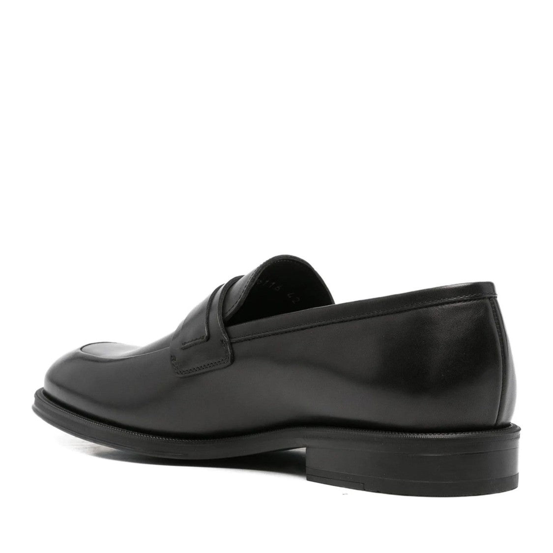John Harrison Black Leather Metallic Buckle Loafers