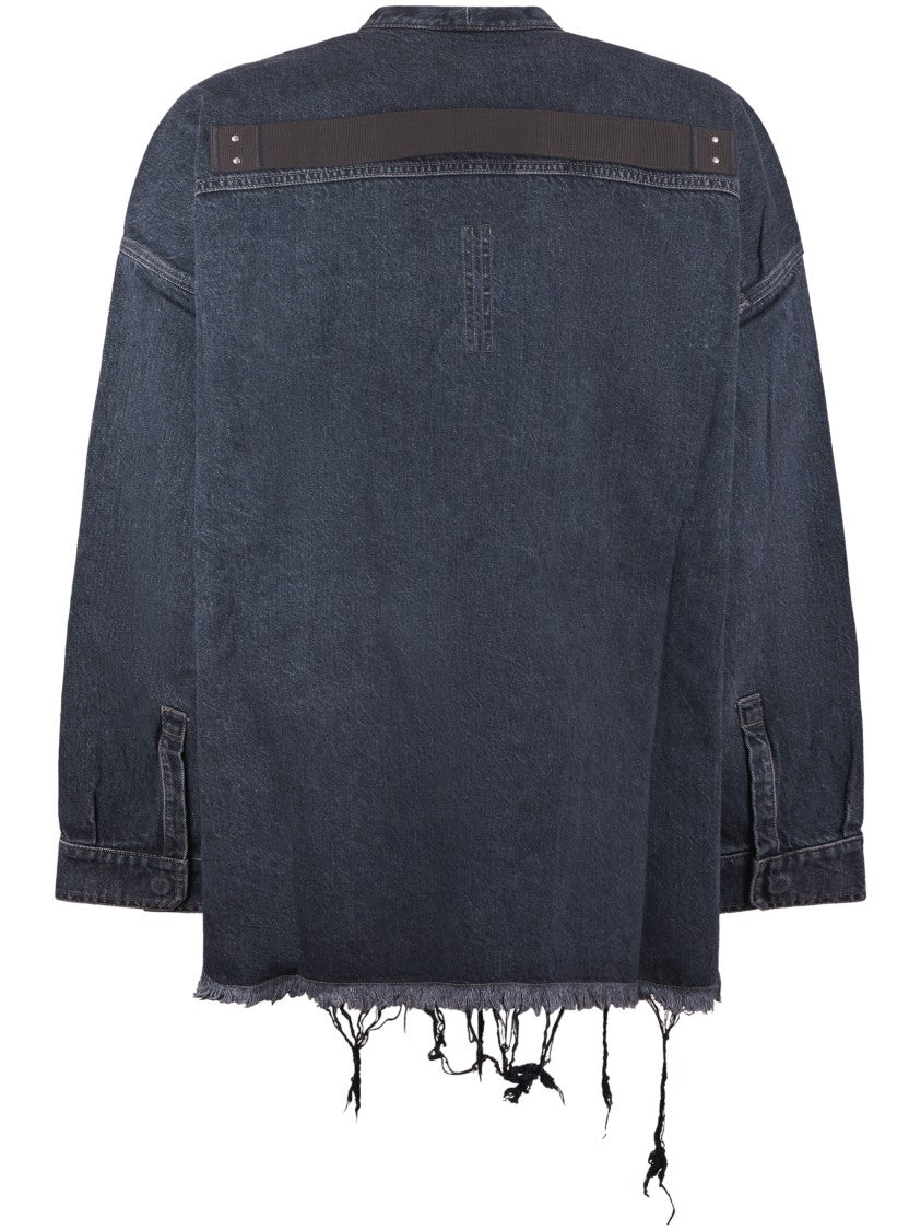 Drkshdw By Rick Owens Timeless Denim Shirt With Structured Collar And Tailored Fit
