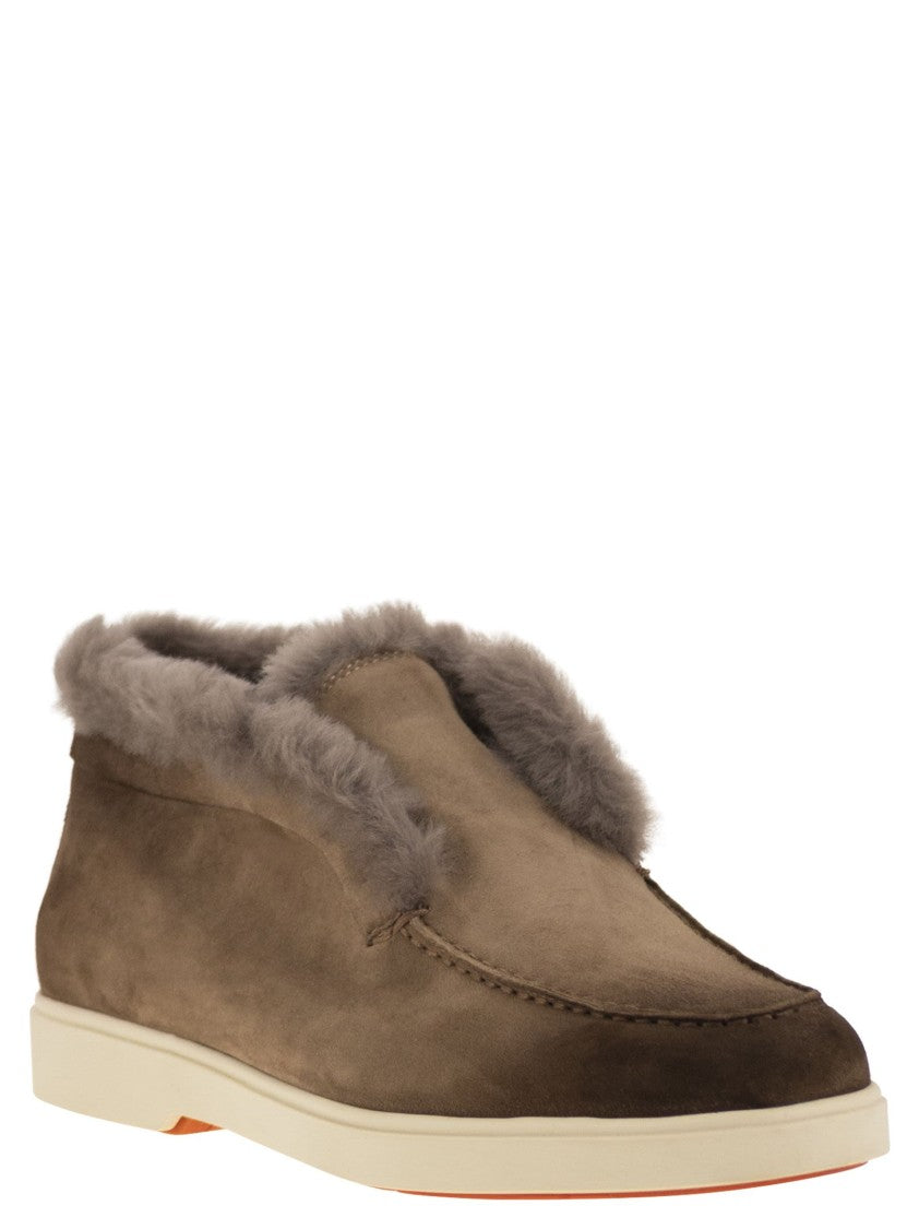 Santoni Suede And Fur Desert Boot