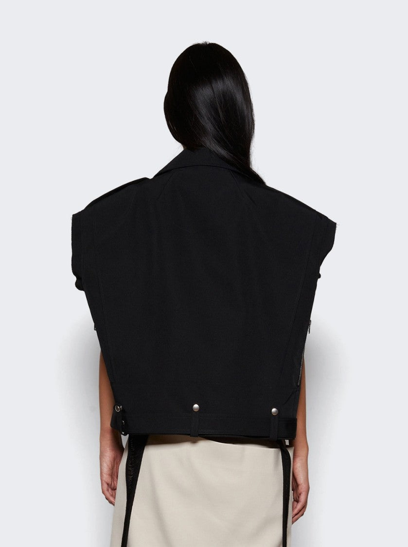 Rick Owens Cropped Sleeveless Black Stooges Jacket With Double-Breasted Design